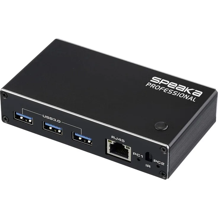 SpeaKa Professional HDMI 2.1 Slim KVM 2X1, 4K HDMI-Switch mit USB 3.0 +IR, Schwarz, für PC und Mac