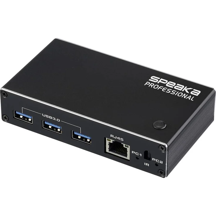 SpeaKa Professional HDMI 2.1 Slim KVM 2X1, 4K HDMI-Switch mit USB 3.0 +IR, Schwarz, für PC und Mac