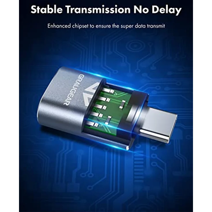 GRAUGEAR | 2 Stücke Adapter | USB zu USB-C | Double Sides USB-C | 10 Gbit/s Datenübertragung USB 3.2 Gen2 | Type-A Buchse zu Type-C® Stecker | USB-C auf USB USB 3.1 Gen2 | G-AD-ATC-10G-2 – Bild 5
