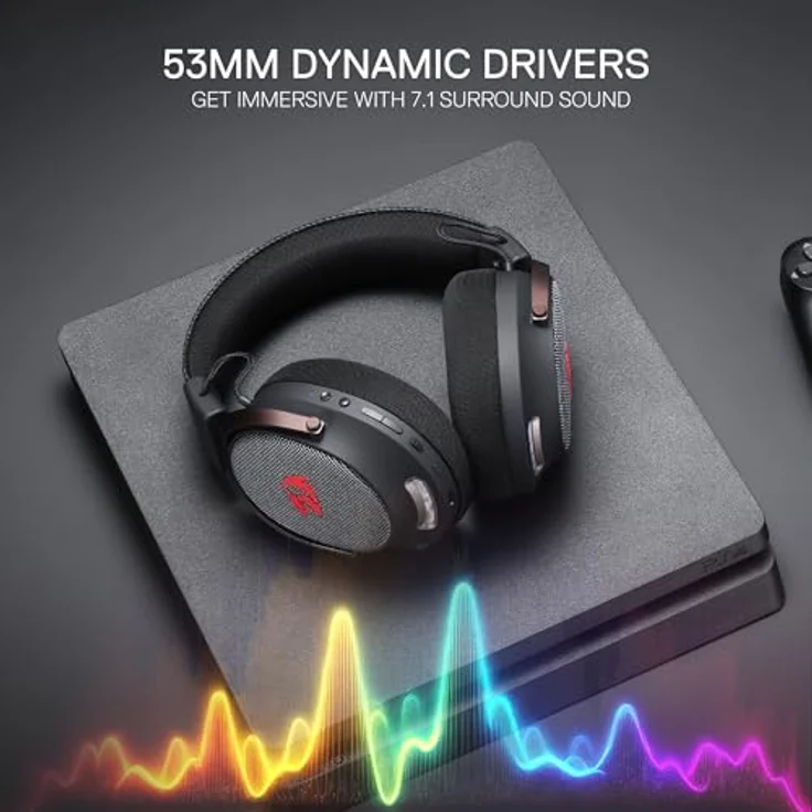 Redragon Arrow Pro H858, Wireless Bluetooth Gaming Headset mit 53-mm-Treibern und 7.1 Surround-Sound, schwarz – Bild 3