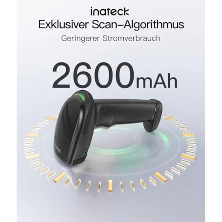 Inateck BCST-23, Bluetooth Barcode Scanner 1D 2D QR Code, kabellos mit 3 Monaten Akkulaufzeit, APP und SDK, dunkel – Bild 3