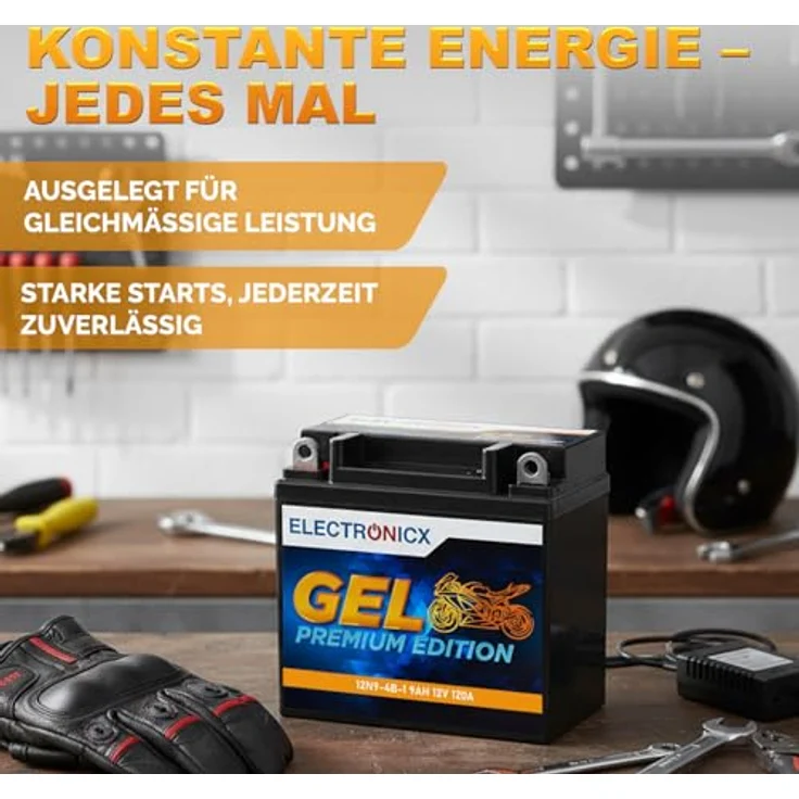 Electronicx GEL-12N9-4B-1 GEL Batterie 9Ah 12V, wartungsfrei, auslaufsicher, vibrationsfest für Motorrad, Roller, Quad und ATV – Bild 4