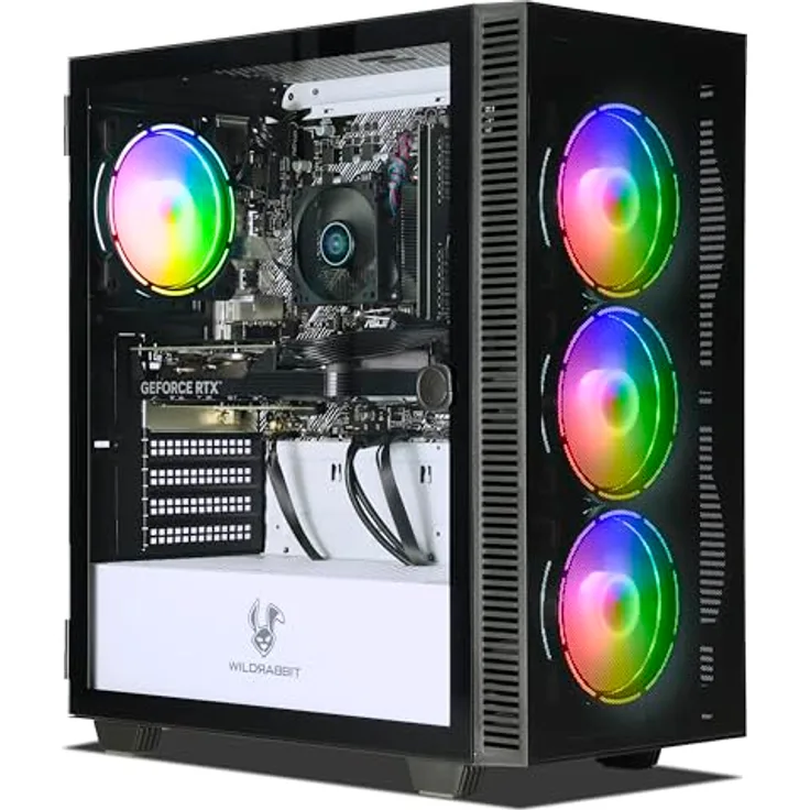 Ankermann Game Office Work V2 | AMD Ryzen 5 5600X | Nvidia GeForce RTX 4060 8GB | 32GB RAM | 1TB NVMe SSD | Windows 11 | WLAN | Libre Office, Wildrabbit AERO Gehäuse mit RGB-Lüftern