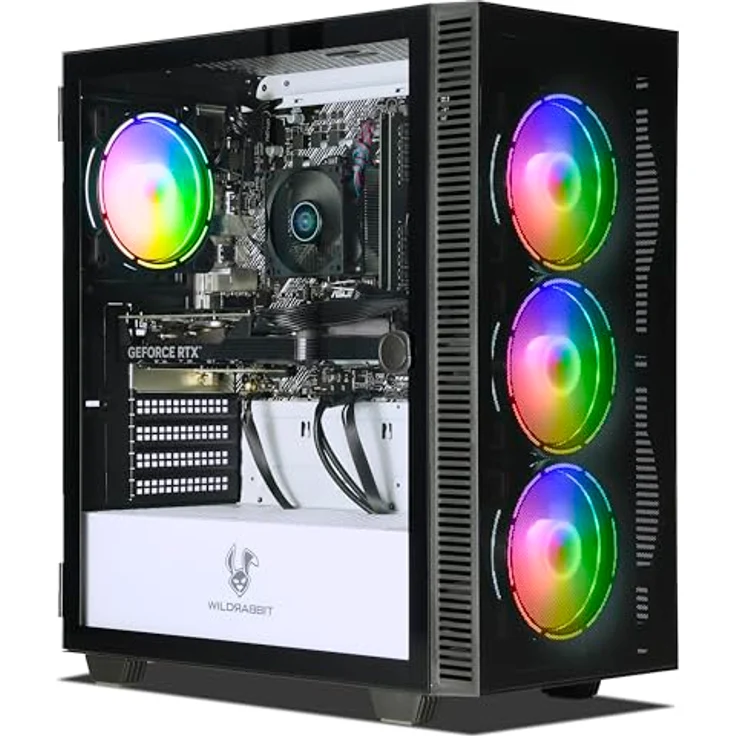 Ankermann Game Office Work V2 | AMD Ryzen 5 5600X | Nvidia GeForce RTX 4060 8GB | 32GB RAM | 1TB NVMe SSD | Windows 11 | WLAN | Libre Office, Wildrabbit AERO Gehäuse mit RGB-Lüftern – Bild 1
