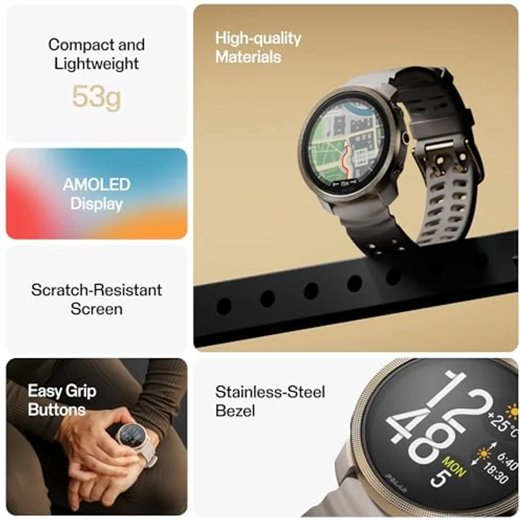 Polar Vantage M3 – Multi-Sport-Smartwatch mit AMOLED-Display, Dual-Frequenz-GPS, Turn-by-Turn-Navigation, bis zu 7 Tage Akkulaufzeit – Bild 2