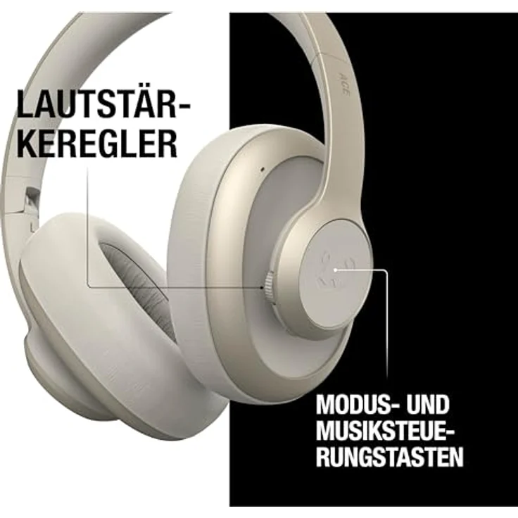 Fresh 'n Rebel Clam Ace Bluetooth Kopfhörer Over Ear mit Hybrid Active Noise Cancelling, 60 Stunden spielzeit, Perfect Calling, Schnellladung, Wind-Noise Cancelling, Tastensteuerung (Beige) – Bild 4