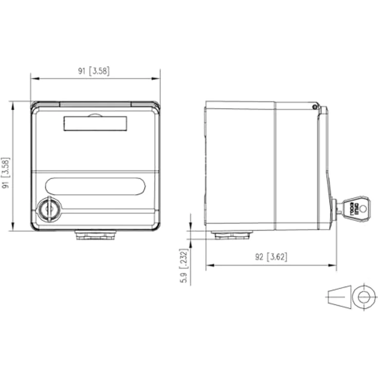 Metz Connect Aufputz-Gehäuse für Keystone Module, IP44, grau, mit plombierbarem Klappdeckel und zwei Schlüsseln – Bild 4