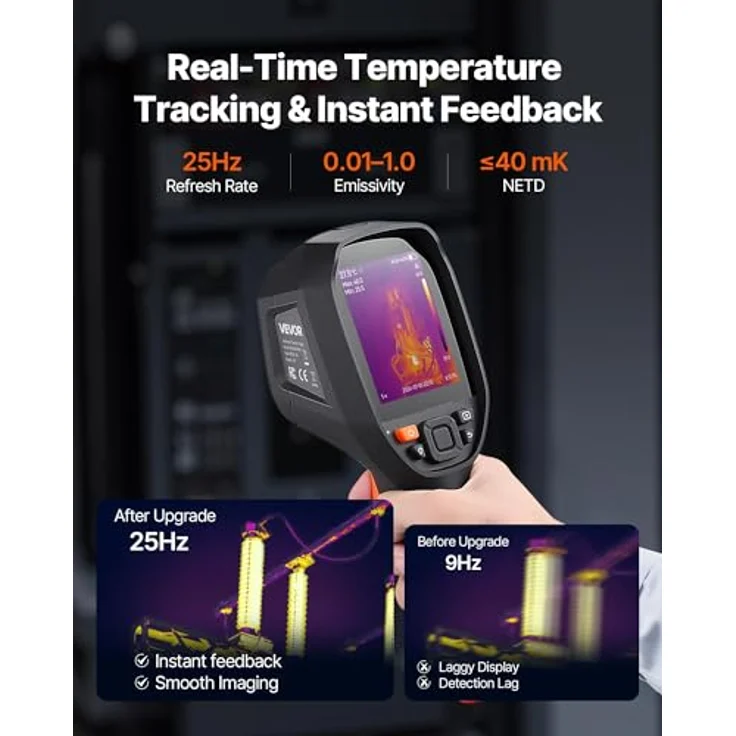 VEVOR Wärmebildkamera TISR, Superauflösung 512 x 384, 2MP visuelle Kamera, -20 °C bis 550 °C, 4 Bildmodi, 7 Farbpaletten, 5000-mAh-Akku, 32 GB Speicher – Bild 3