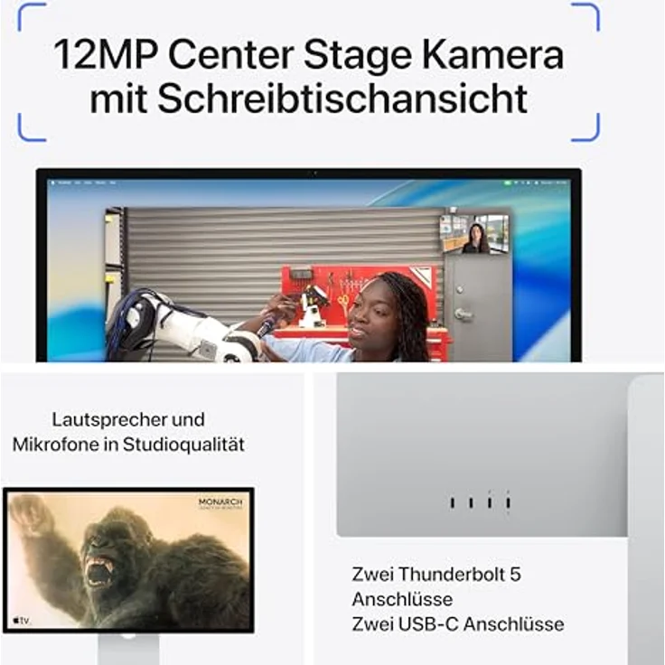 Apple Studio Display 27", 5K Retina, Nanotexturglas, neigungsverstellbarer Standfuß, Thunderbolt 5 – Bild 4