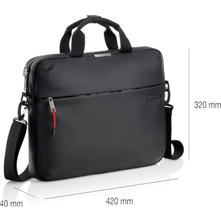Miquelrius Aktentasche mit gepolstertem Laptopfach, Notebooktasche, Wasserabweisend, Schwarz – Bild 2
