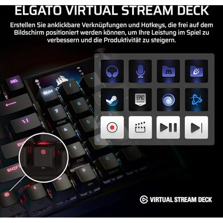 Corsair Vanguard PRO 96 Gaming-Tastatur, MGX Hall-Schalter, 8.000 Hz, Rapid Trigger, LCD, RGB, 96 % Layout – Bild 9