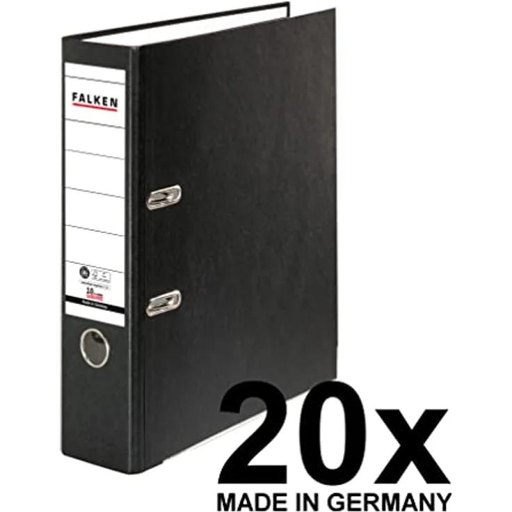 Falken Aktenordner 20x Recycolor Farb Ordner A4 Rücken 80mm Schwarz 11285558F - Strapazierfähiger Schlitzordner aus biologisch abbaubarem Kraftpapier mit verstärkter Qualitätshebelmechanik, FSC zertifiziert – Bild 3