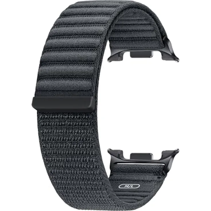 Samsung Fabric Band ET-SVL32, Uhrenarmband aus weich gewebtem Nylon mit Klettverschluss, flexible Armbandlänge, für Galaxy Watch8 | Watch8 Classic, Graphite