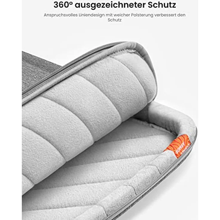 tomtoc Laptoptasche kompatibel mit 14" MacBook Pro M5 Pro/A3426 & 13,8" Surface 7, 360° Schutz, spritzwassergeschützt, stoßdämpfend, schwarz – Bild 3
