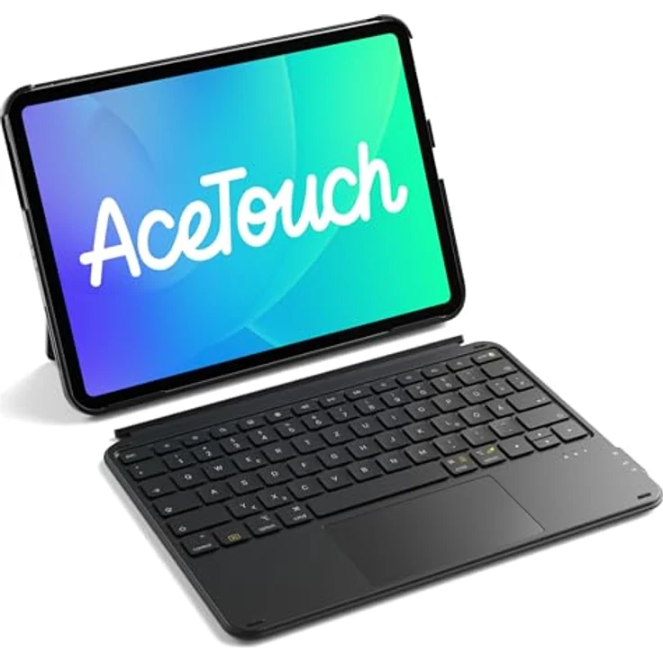 Inateck Hülle mit abnehmbarer Tastatur, ultraleicht mit Touchpad für iPad 10/11 Gen A16 2025, iPad Air 11" M3/M2 (2024), Pro 11 4/3/2/1, QWERTZ, AceTouch KB04122 – Bild 1