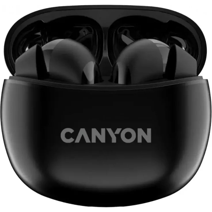 Canyon CNS-TWS5B, Kabellose Kopfhörer, Bluetooth 5.3, 7,5 Stunden Betriebszeit, Schwarz