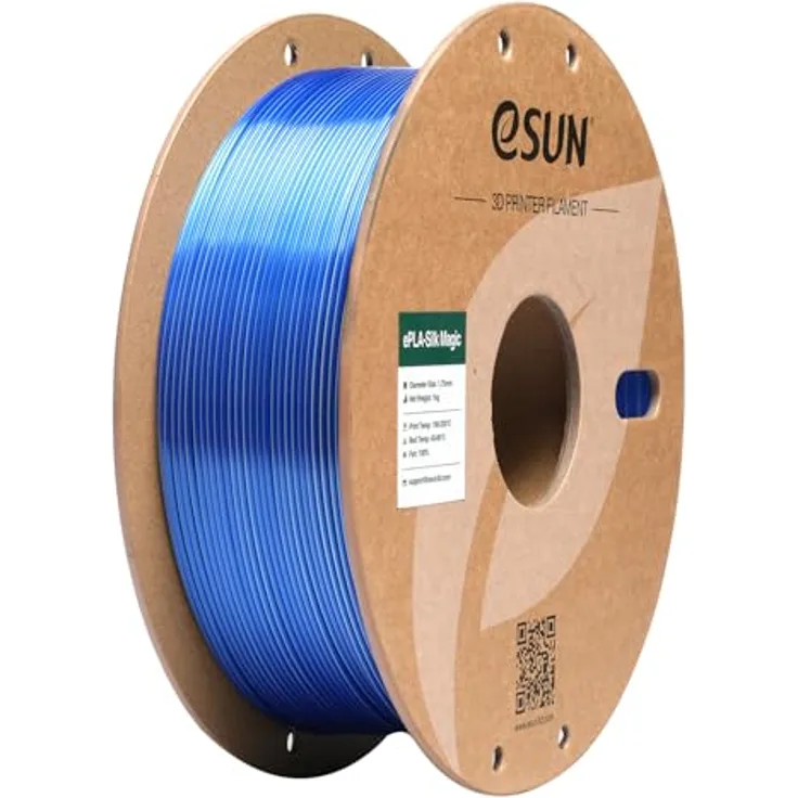 eSUN Silk Magic PLA Filament 1.75mm, Co-Extrusion Dual-Color Filament in Silk Blau Silber, 1KG Spule für 3D-Drucker