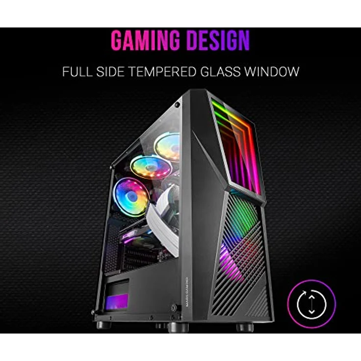 Mars Gaming MC777 RGB, ATX/Mini-ITX PC-Gehäuse mit gehärtetem Glas, ARGB Infinity Mirror, leistungsstarke Doppelkühlung, Schwarz – Bild 3