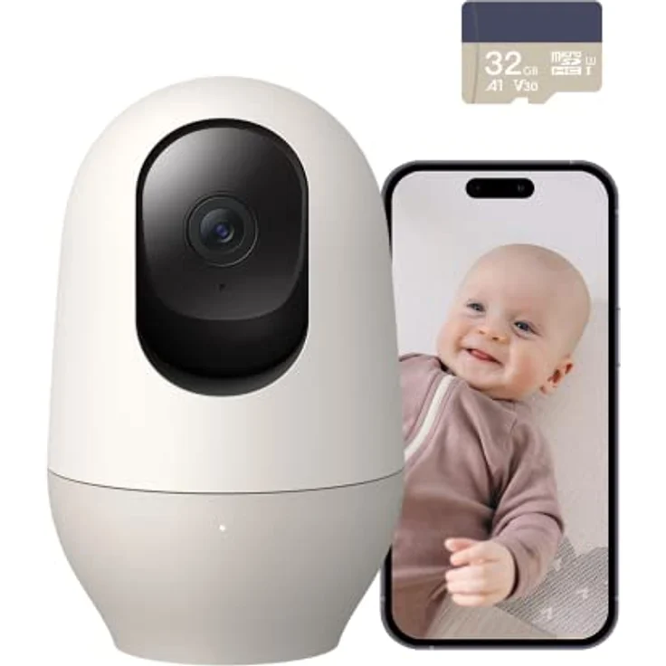 [Exklusiv bei Amazon] Nooie Babyphone mit Micro-SD-Karte, WLAN-Haustierkamera für den Innenbereich, kabellose 360-Grad-IP-Kamera, 1080P, Bewegungsverfolgung, Super-IR-Nachtsicht, mit Alexa – Bild 1