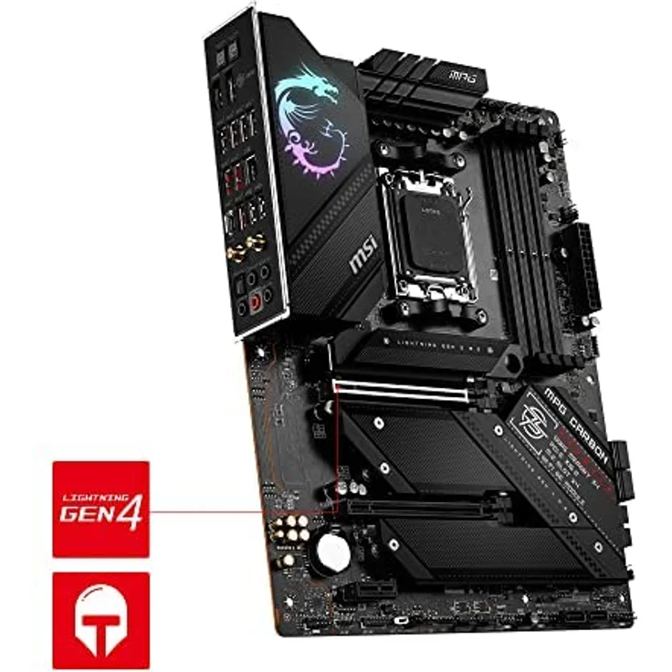 MSI MPG B650 Carbon WiFi Mainboard, ATX - Unterstützt AMD Ryzen 7000 Serie Prozessoren, AM5-16 Phasen 80A VRM, DDR5 Memory Boost 6600+MHz/OC, 2 x PCIe 4.0 x16, 1x M.2 Gen5, 3X M.2 Gen4, Wi-Fi 6E – Bild 5