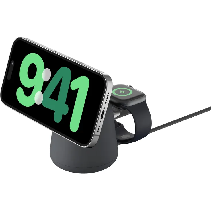 Belkin Boost Charge Pro 2-in-1 MagSafe Ladestation (15 W), Wireless Charger, Grau