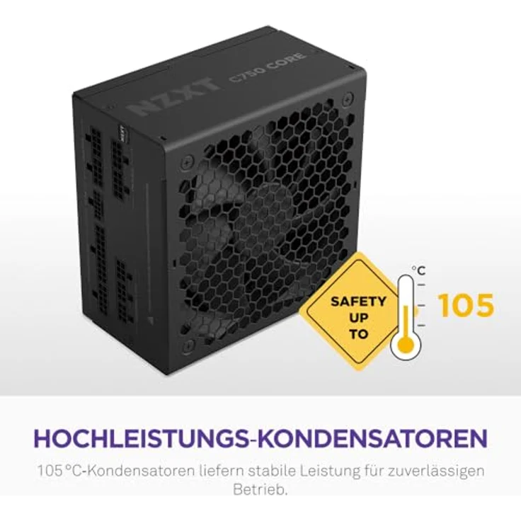 NZXT C750, 750 W ATX 3.1 Netzteil mit 80+ Gold-Zertifizierung, vollmodular und leise Kühlung, Schwarz – Bild 8