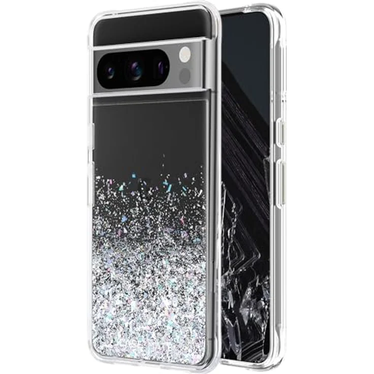 Case-Mate Twinkle Ombre Case Schutzhülle für Google Pixel 8 Pro Hülle Glitzer (3 m Fallschutz, Made for Google Zertifiziert, Pixel 8 Pro Glitzer-Hülle, Aus recyceltem Material) - Transparent – Bild 1