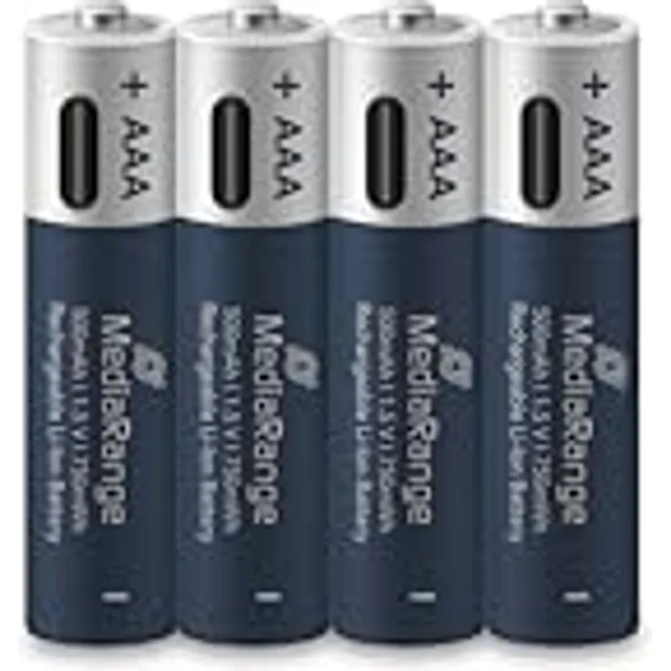 MediaRange USB-Akkus Li-Ion Micro AAA 500 mAh mit Ladekabel, 4 St.