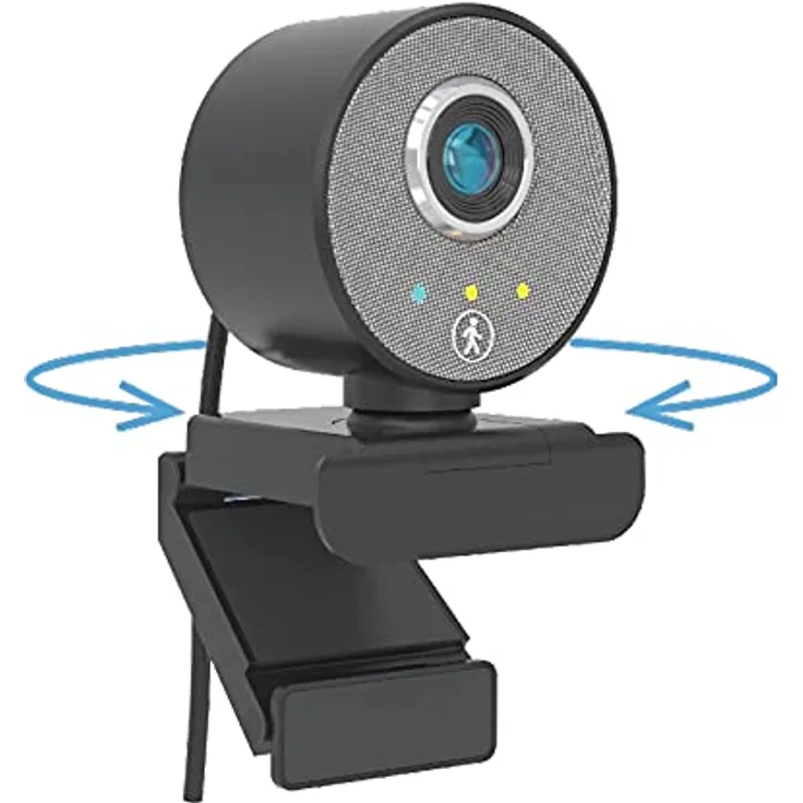 Midland Follow-U Webcam, C1522, drehbare Webcam im edlen Design für Smart-Working mit Live Tracking System, integriertem Mikrofon, Full HD: 1080p, kompatibel mit jedem Gerät mit USB-Anschluss