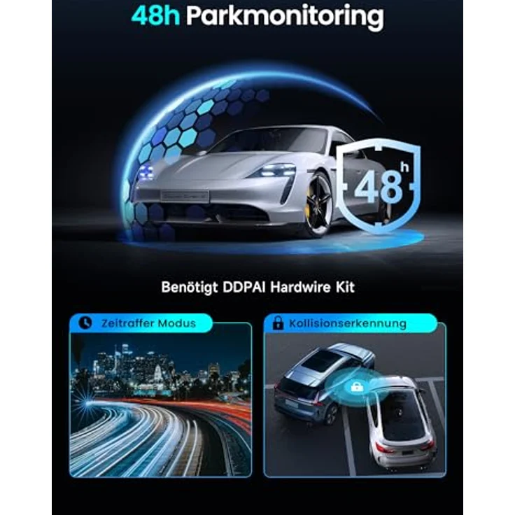 DDPAI Z50 Pro Dashcam Auto Vorne Hinten, Echtes 4K AI-ISP Nachtsicht, 128GB Karte, 4G LTE, 5GHz WiFi 6, GPS, 48H Parküberwachung, G-Sensor, ADAS – Bild 5