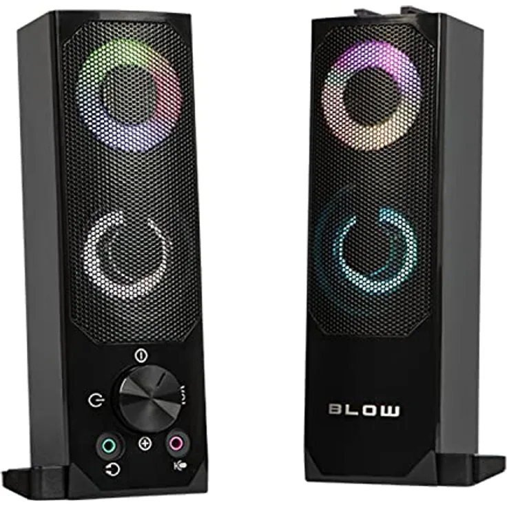 Blow MS-28 PC-Lautsprecher (Bluetooth, 6 W, AUX-Anschluss, Soundbar-Funktion [Modulare Verbindung], RGB-LED-Beleuchtung)