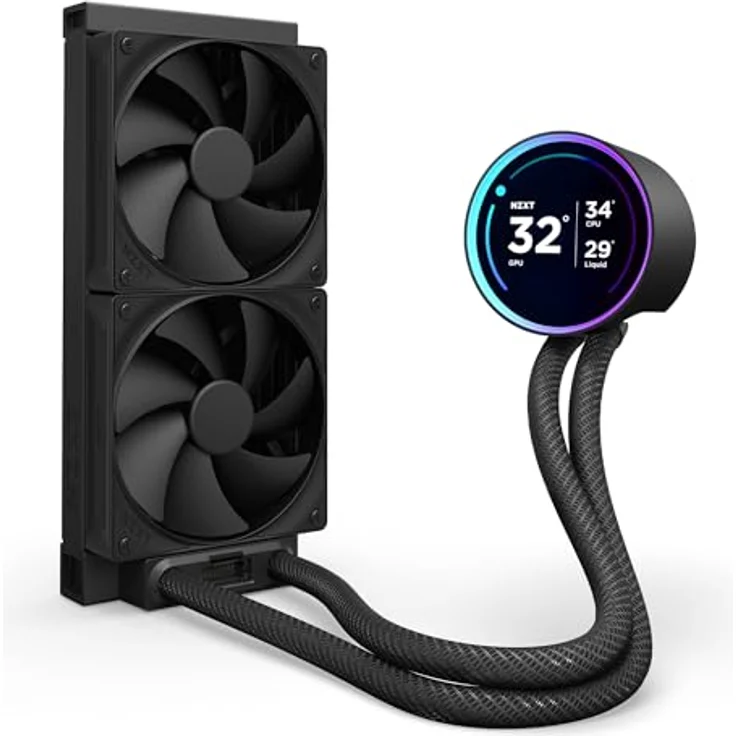 NZXT Kraken Elite 240 AIO CPU-Flüssigkeitskühler - 240mm Radiator - 2 x F120P Lüfter - Anpassbares 2,72“ IPS LCD - Schwarz – Bild 4