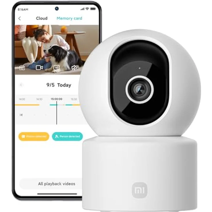 XIAOMI Smart Camera C302, 3MP 2K Überwachungskamera mit 360° Schwenkfunktion, Infrarot-Nachtsicht und Zweiwege-Sprachanruf – Bild 1
