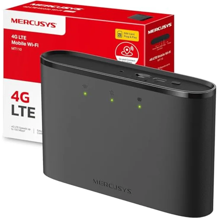 MERCUSYS Mobiler WLAN Router MT110, 4G LTE 150 Mbps, tragbares WLAN für unterwegs, bis zu 10 Stunden Akkulaufzeit