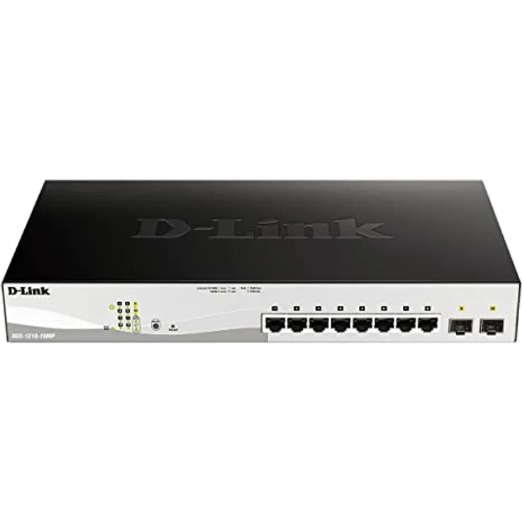 D-Link DGS-1210-10MP/E Gigabit Smart+ Managed Switch (8 x 10/100/1000 Base-T PoE-Ports und 2 x 100/1000 Mbit/s SFP-Ports) - Nur EU Netzkabel