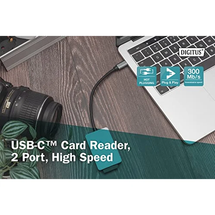 DIGITUS USB-C Kartenleser, 2 Anschlüsse UHS-II SD4.0, TF4.0, 300Mb/s – Bild 2