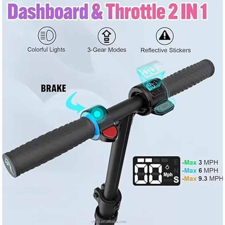 GigaBlue Elektroscooter, 6,5'' Faltbarer E Scooter für Kinder 6-12 Jahren, bis zu 15 km/h & 8 km, LED Display, Bunte Leuchten, Leichter Elektroroller Kinder • Blau – Bild 3