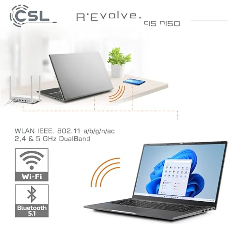 CSL R'Evolve C15 v4, 15,6" Notebook mit Intel N100, 16 GB RAM, 4000 GB SSD, Windows 11 Home, grau – Bild 6