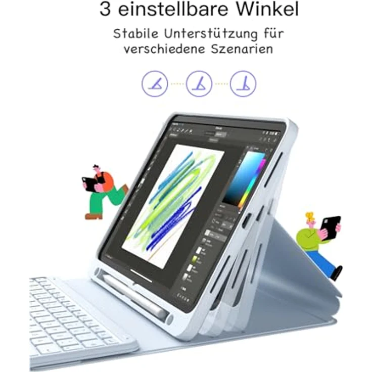 Inateck iPad Hülle mit abnehmbarer Tastatur und Touchpad für iPad 10/11 Gen., Air 11 Zoll M3/M2 (2025/2024), Pro 11, 360° Rundumschutz, verstellbarer Ständer, Bluetooth 5.3 – Bild 4