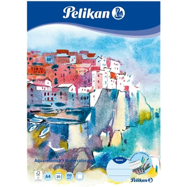 Pelikan 236812 Aquarell-Malblock A4, 20 Blatt, 3 Stück