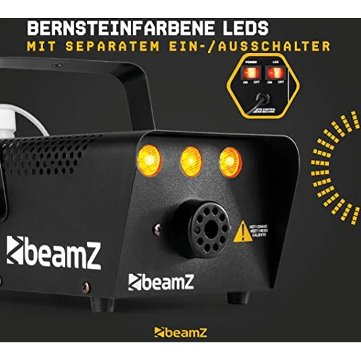 Beamz S700-LED Nebelmaschine mit Flammeneffekt, Leistung 700 W, 250-ml-Tank, Durchfluss des Nebels 7 m³/min, Fernbedienung mit 3 m Kabel und Wand- und Deckenhalterung, 3 Minuten Aufwärmzeit, schwarz – Bild 7