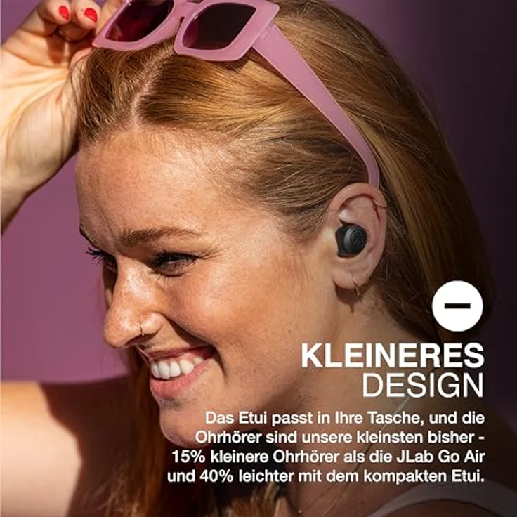 JLab Go Air Pop+ True Wireless Kopfhörer - Bluetooth 5.3, automatische Verbindung, 9 Stunden Akkulaufzeit, marineblau – Bild 2