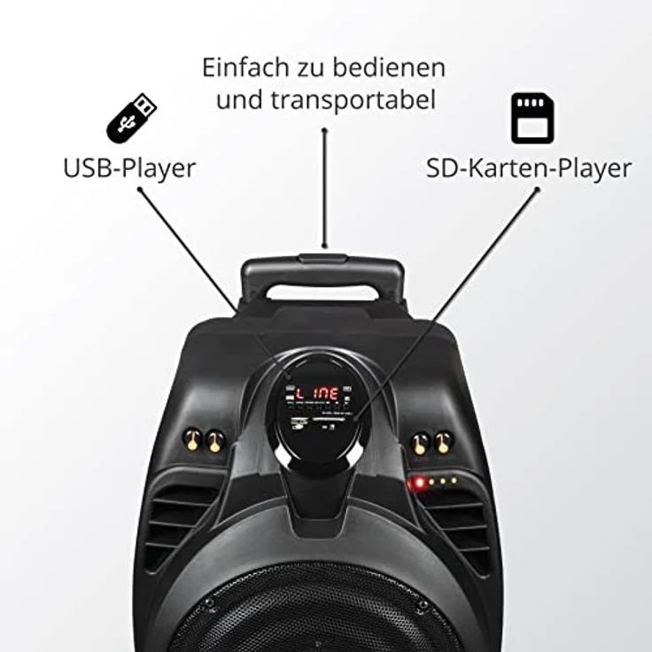 Akai SS023A-X10 Bluetooth-Lautsprecher, 50 W, 20 - 20000 Hz, 71 dB, 500 W, Kabellos, Schwarz – Bild 4
