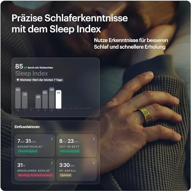 Ultrahuman Ring Air (50, Bionic Gold), Smart Ring zur Gesundheitsüberwachung, Gold, ultradünnes Design, 2,4 g leicht, mit 6-Achsen-Sensor – Bild 4