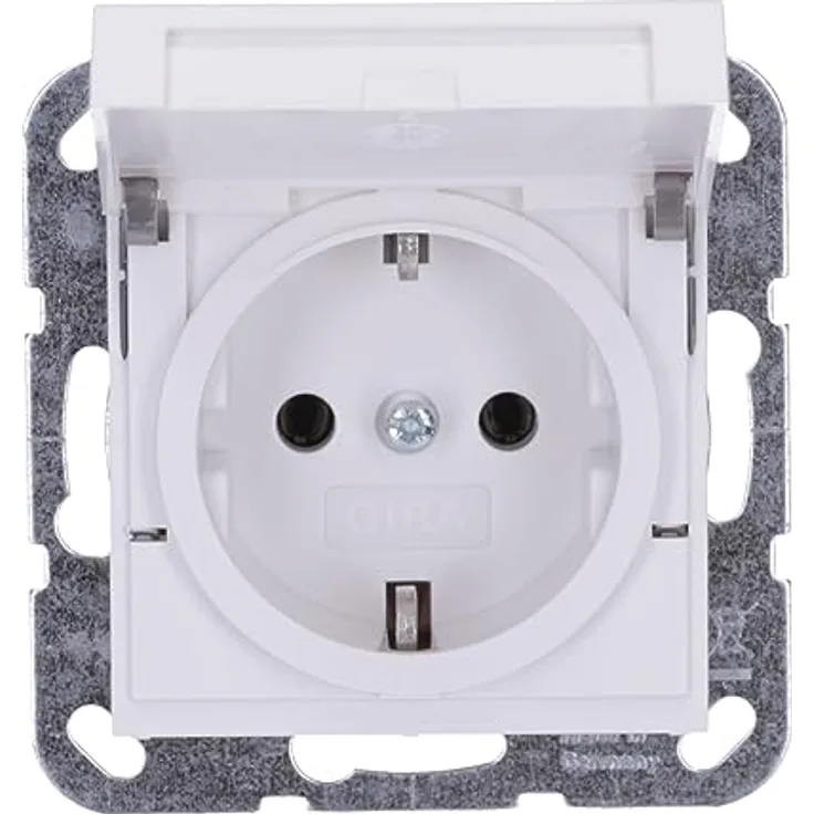 Gira 445403 SCHUKO-Steckdose mit Klappdeckel System 55 Reinweiß glänzend