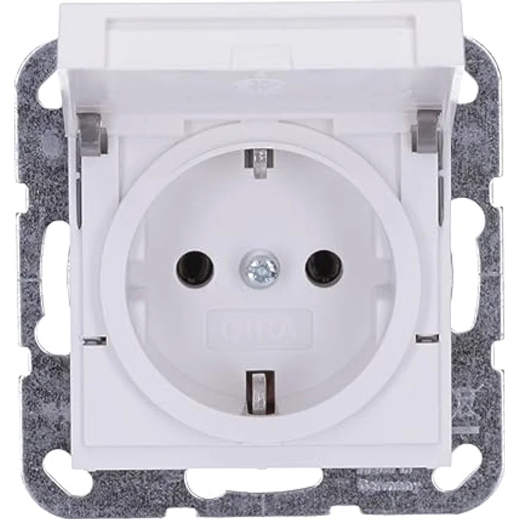Gira 445403 SCHUKO-Steckdose mit Klappdeckel System 55 Reinweiß glänzend – Bild 1