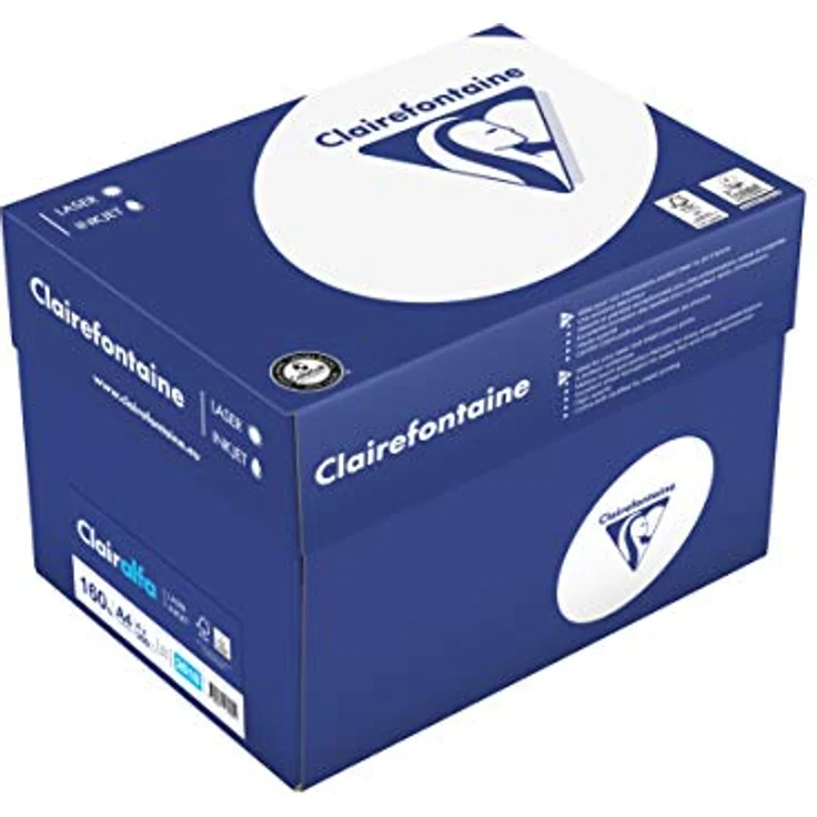 Clairefontaine 2618C - Karton mit 4 Ries Druckerpapier / Kopierpapier Clairalfa, extraweiß, DIN A4, 160g, 250 Blatt x 4, Weiß, 1 Karton - Hochweißes Druckerpapier mit seidiger Haptik, für gestochen scharfe Ausdrucke, hergestellt in Frankreich – Bild 1