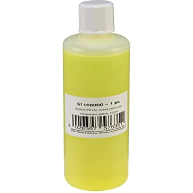 EUROLITE UV-aktive Stempelfarbe, transparent gelb, 100ml | UV-aktive Stempelflüssigkeit