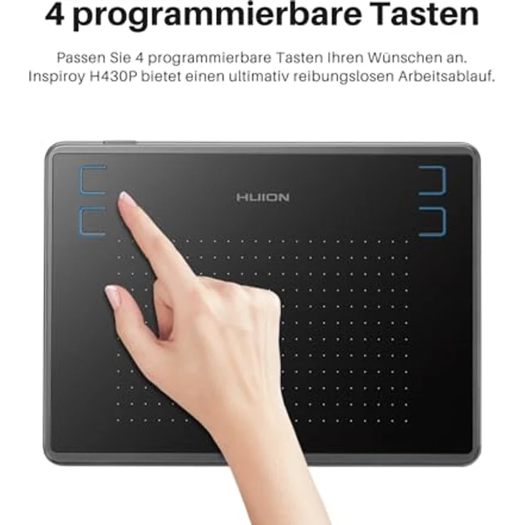 HUION H430P Grafiktablett, Kabelgebunden, 5080 lpi, 4,8 x 3 Zoll, USB, Schwarz – Bild 3