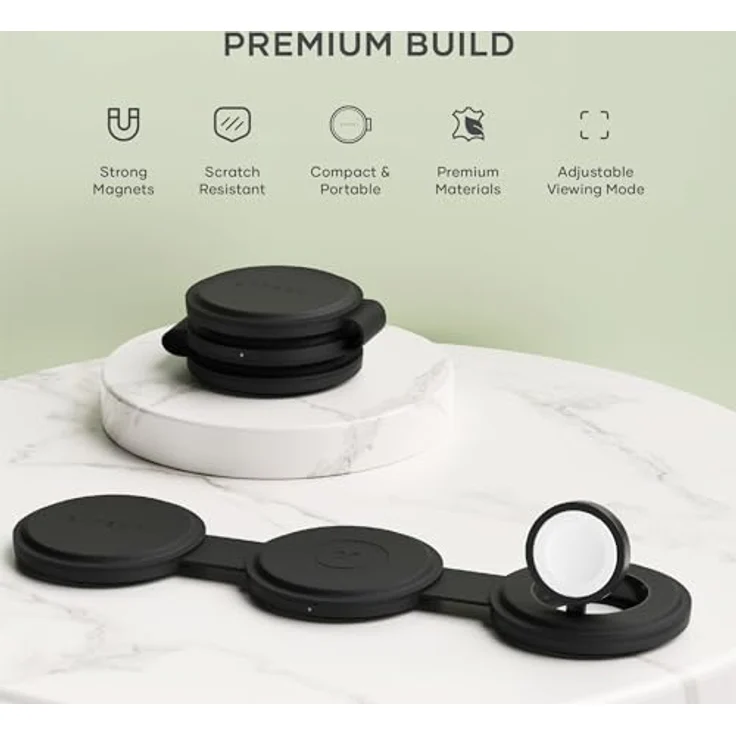 Satechi Onthego 3-in-1 Wireless Charger, vielseitiges Ladegerät für iPhone, Apple Watch und AirPods, schwarz, 15W Qi2 Technologie – Bild 6